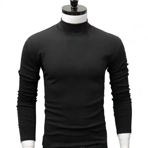 Autumn Winter Men t shirt Solid Color Half High Collar Long Sleeve T-shirts Tight Tight t shirt Casual Slim Clothing