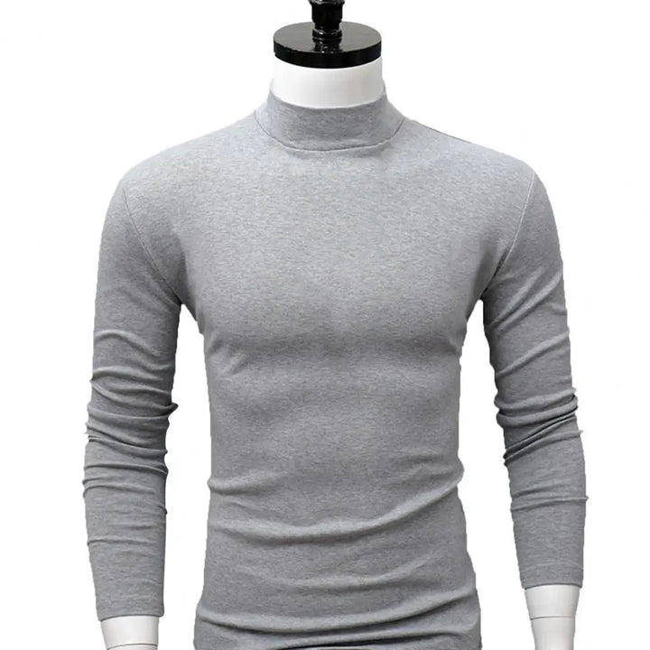 Autumn Winter Men t shirt Solid Color Half High Collar Long Sleeve T-shirts Tight Tight t shirt Casual Slim Clothing