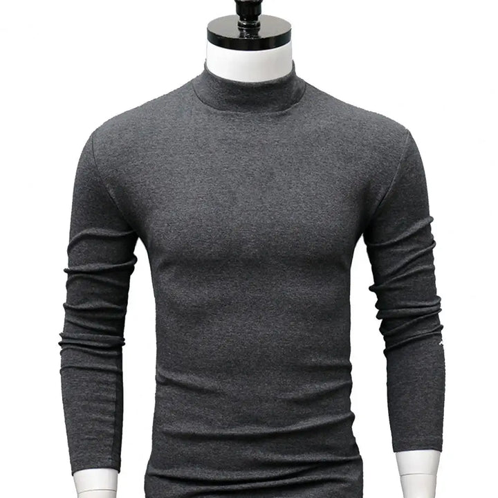 Autumn Winter Men t shirt Solid Color Half High Collar Long Sleeve T-shirts Tight Tight t shirt Casual Slim Clothing