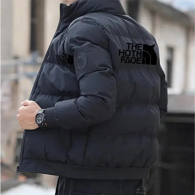 2024Men's Padded Cotton Jacket, Tiger Head Logo, Short, Thick, Casual, Men's Parkas, Winter Trend, S-5XL