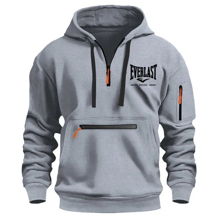 Fashion autumn and winter men's brand clothing multi-zipper design printed hoodie casual sweatshirt loose hooded jumper