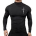 New Fashion Mens High Collar Long Sleeve T Shirt, Men's Fitness Workout Shirt Gym Training Tops Muscle Tees, Faith Graphic Tee