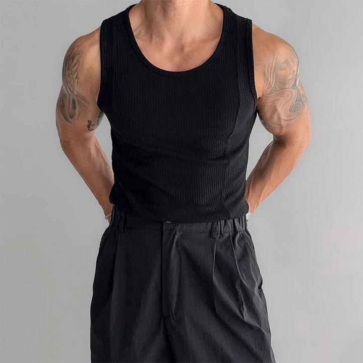 Mens Ribbed Sleeveless Tank Top  Activewear Fitness Sports Bodybuilding Vest Top