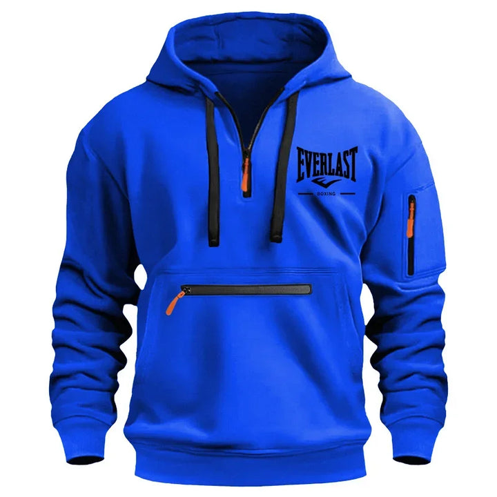 Fashion autumn and winter men's brand clothing multi-zipper design printed hoodie casual sweatshirt loose hooded jumper