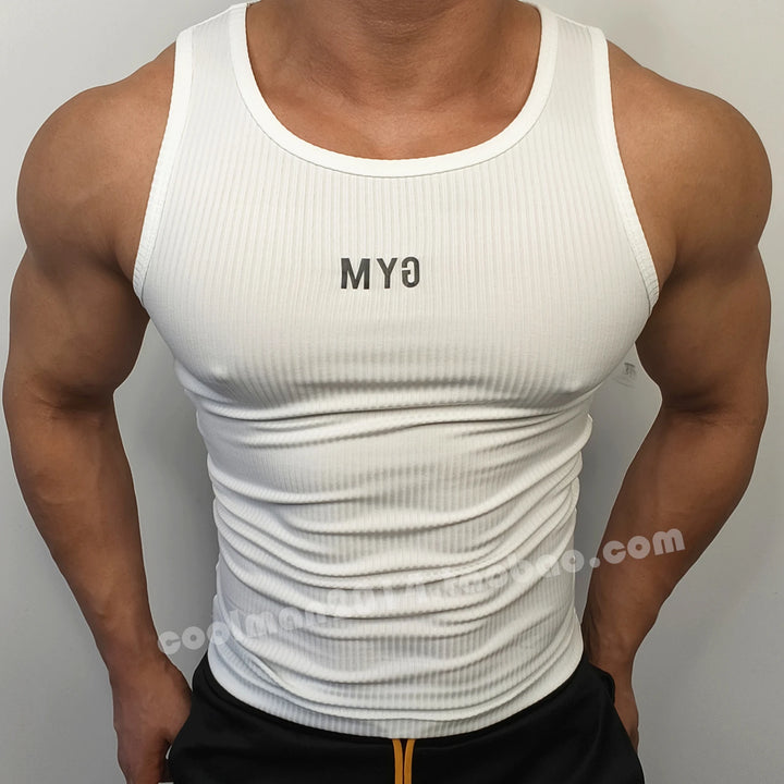 Summer sleeveless men sports fitness tank top Plus size knitted t shirt streetwear