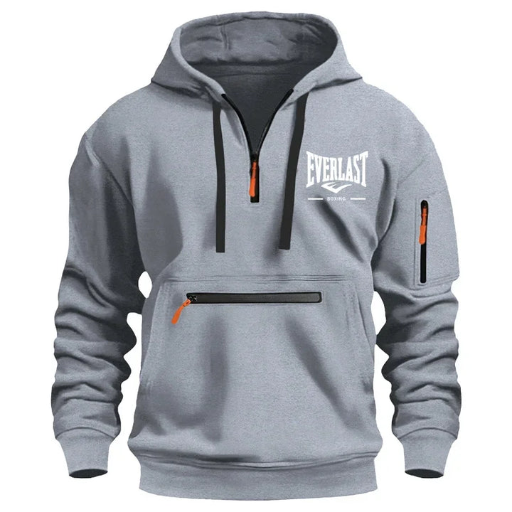 Fashion autumn and winter men's brand clothing multi-zipper design printed hoodie casual sweatshirt loose hooded jumper