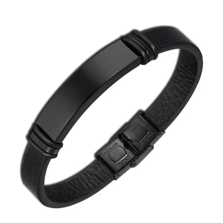 Simple Style Men\'s Handwoven Leather Bracelet Black High Quality Metal Buckle Fashionable Casual Wristband Gift for Husband