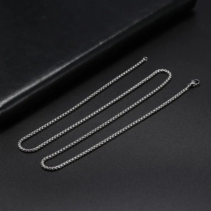 Skyrim Fashion Long Box Chain Necklace Stainless Steel Basic Punk 2-7mm Thick Chains Jewelry Gift for Men Women Wholesale