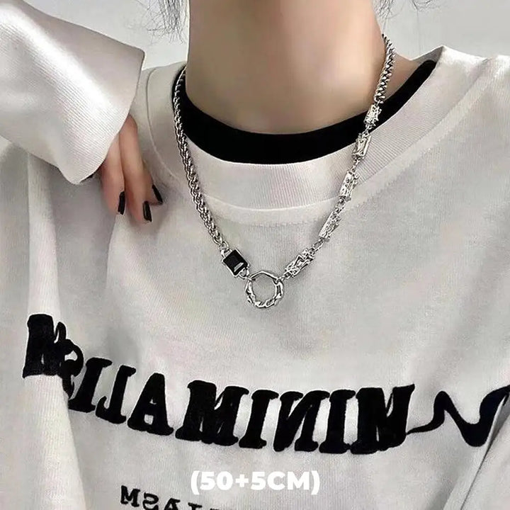 Hip Hop Zircon Star Double Layer Necklace For Men Women Trend Charm Titanium Steel Pendant Chain Unisex Jewelry Wholesale