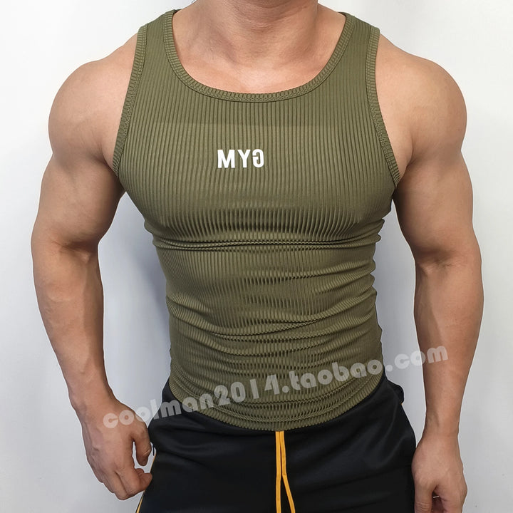 Summer sleeveless men sports fitness tank top Plus size knitted t shirt streetwear