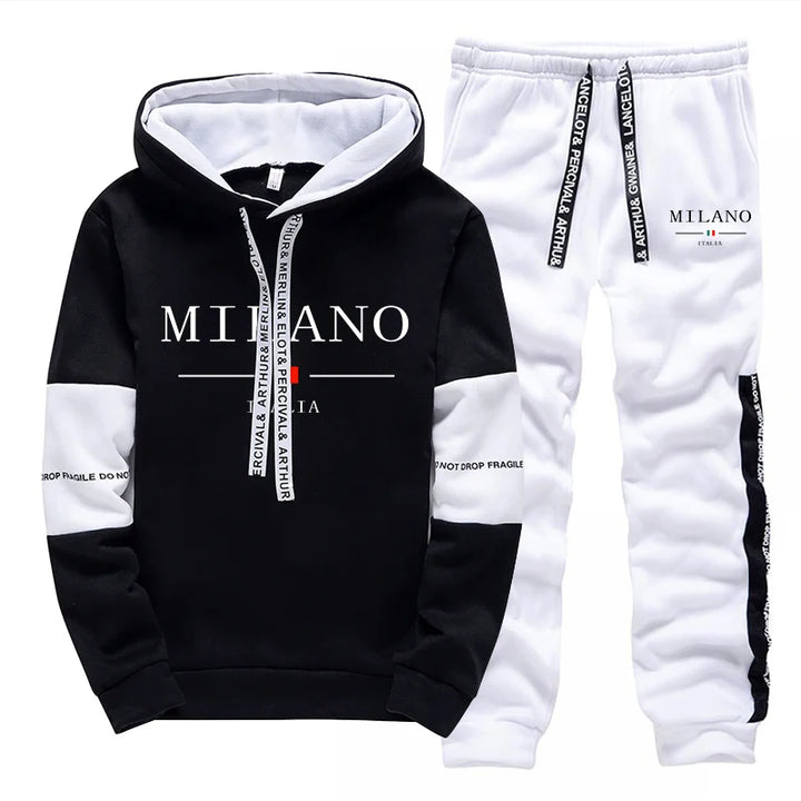 Newest Fahsion Mens Sportswear Hooded Sweatshirts Jogger Pants Male Daily Casual Sport Jogging Suit Italia Milan Printed Hoodies