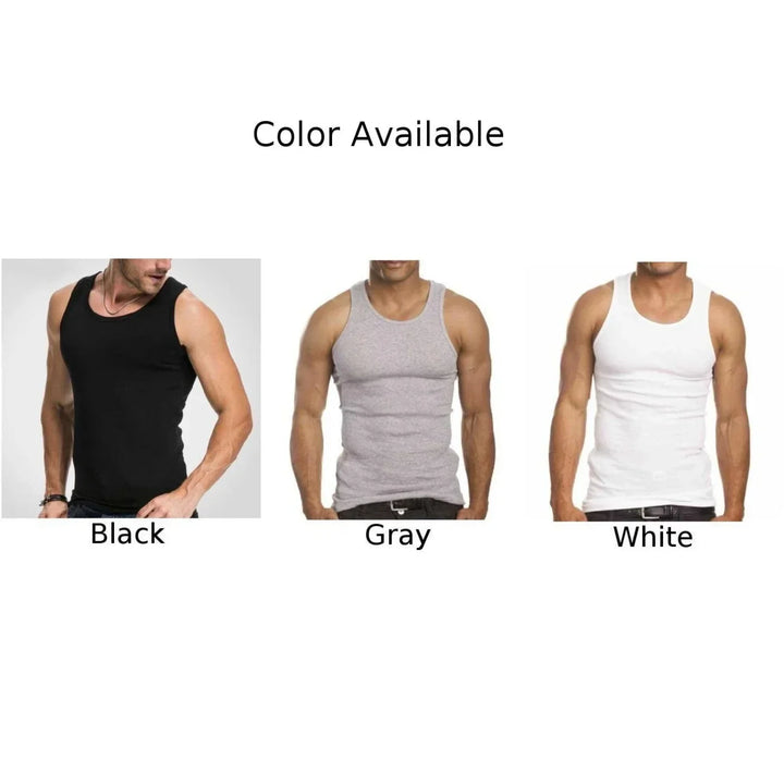 Men Sleeveless Tank Tops Undershirt Gym Workout Stringer Fitness T-Shirt Beater Undershirt Sports Casual Solid Male Tank Top