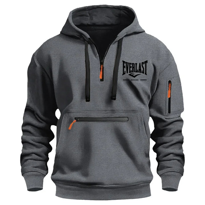 Fashion autumn and winter men's brand clothing multi-zipper design printed hoodie casual sweatshirt loose hooded jumper