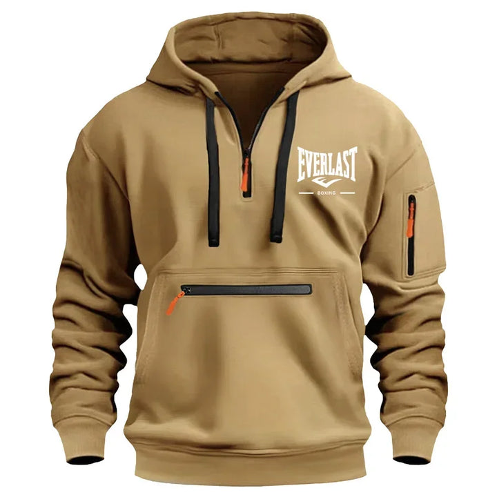 Fashion autumn and winter men's brand clothing multi-zipper design printed hoodie casual sweatshirt loose hooded jumper