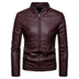 2023 Autumn Winter New Solid Color Fashion Long Sleeve Faux Leather Man High Street Round Neck Zipper Pockets All-match Coat