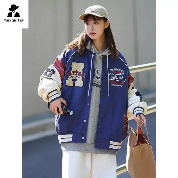 Cargo Jacket Men Women Hip Hop Embroidery Motorcycle Loose Baseball Coat Casual High Quality Street Racing Varsity Outerwear