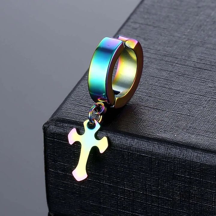 No Ear Hole Steel Cross Earrings Gift Accessories Drop Earrings Steel Ear Bone Clip Jewelry Titanium Steel Punk Men Earrings