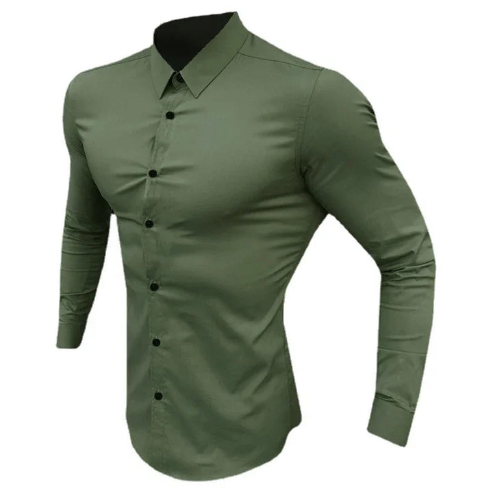 Men's Long Sleeve Super Slim Fit Plain Casual Shirt Spring Autumn Winter High Quality Turn Down Collar Business Dress Shirt Men