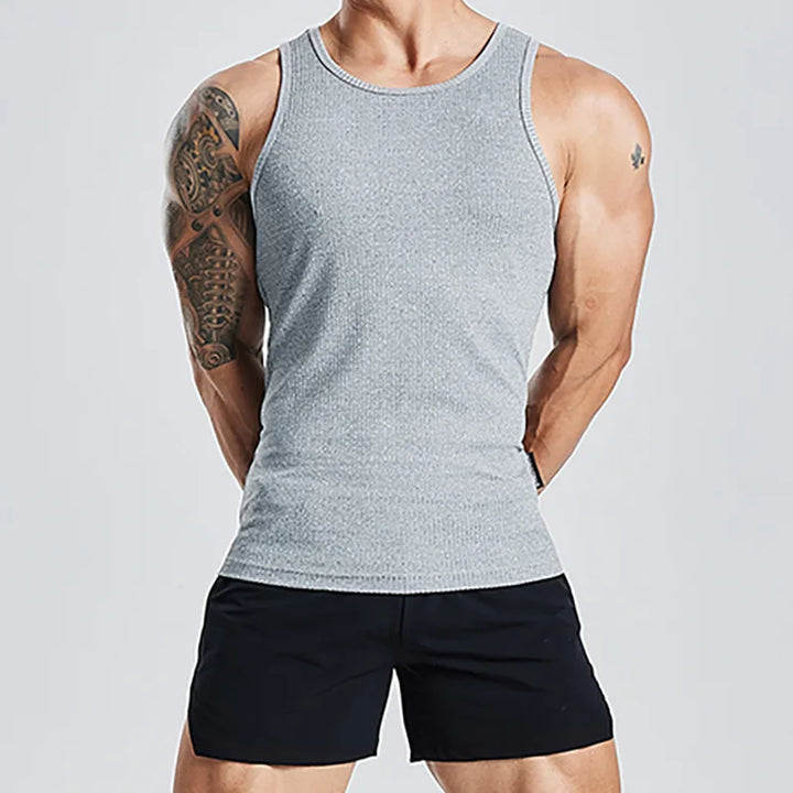 Summer sleeveless men sports fitness tank top Plus size knitted t shirt streetwear