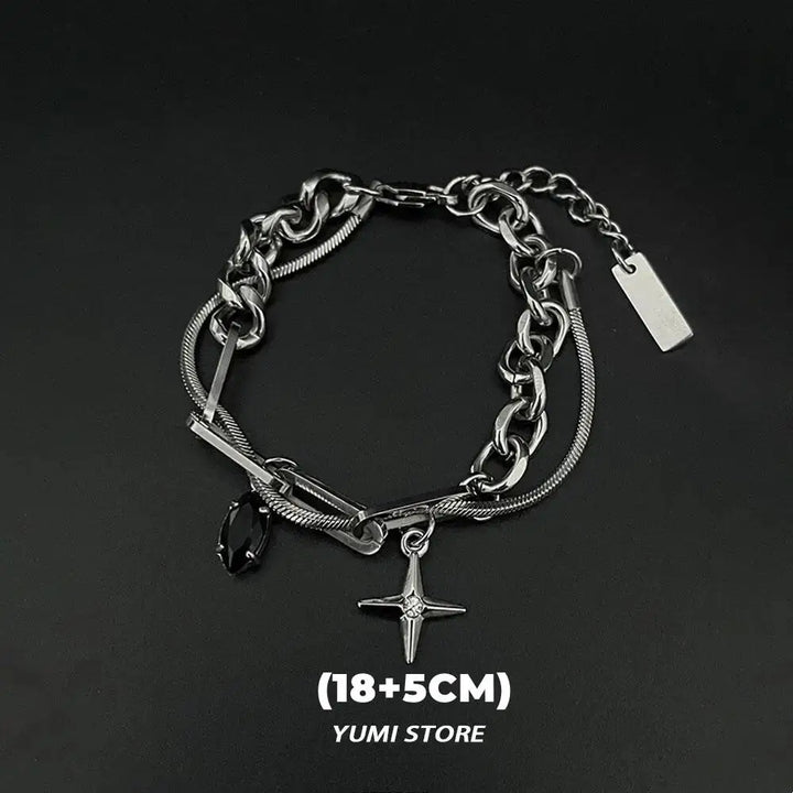 Retro Flame Cross Bracelet For Men Woman Hip Hop Titanium Steel Splice Chain Charm Unisex Jewelry Cool Kpop Luxury Accessories