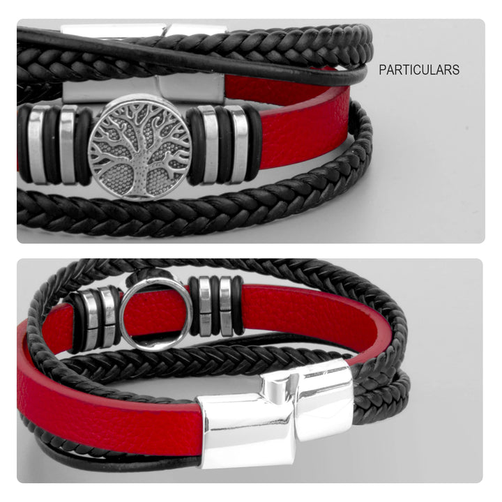 3 Color Woven Leather Man Bracelets Hand-woven Multi-layer Bracelet For Man Black Brown Rope Male Tree Bangle Punk Zinc Alloy