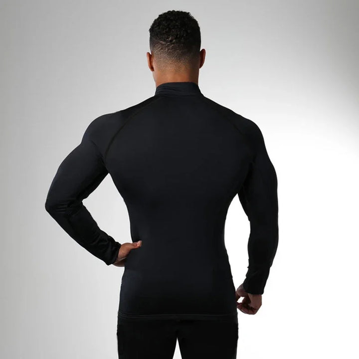 Mens Dumbbel Compression Fitness Long Sleeve Polo Shirts Running T-shirts Tight Jogging Gym Sportswear Quick Dry Rashgard