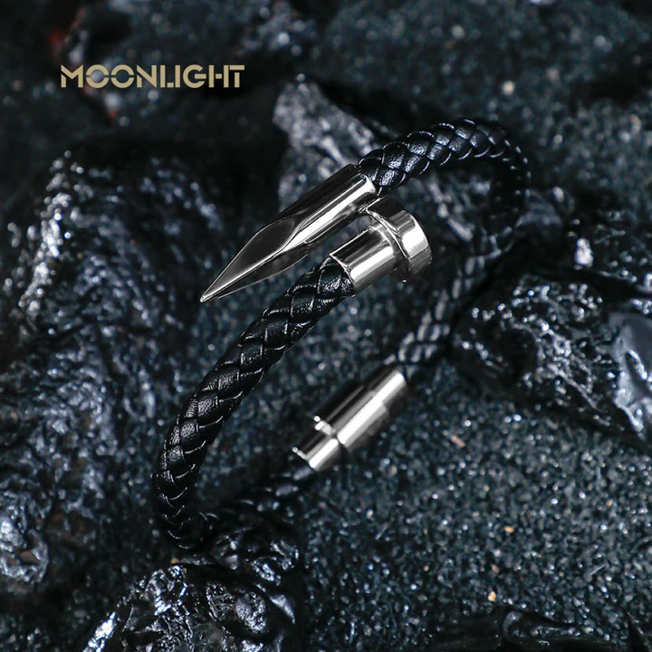 High Quality Classic Geometric Nail Design Bracelet for Men Punk Jewelry Braided Leather Bracelet Man Accessories Party Gifts