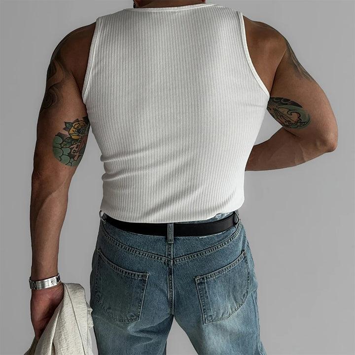 Mens Ribbed Sleeveless Tank Top  Activewear Fitness Sports Bodybuilding Vest Top