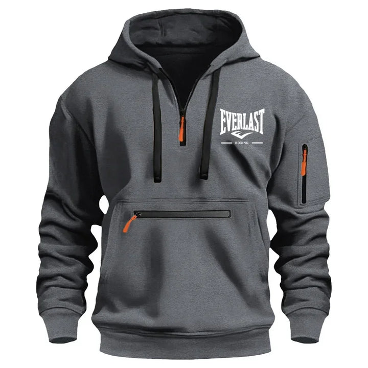 Fashion autumn and winter men's brand clothing multi-zipper design printed hoodie casual sweatshirt loose hooded jumper