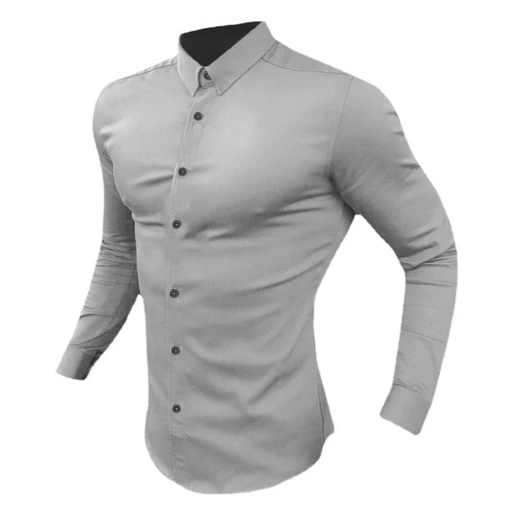 Men's Long Sleeve Super Slim Fit Plain Casual Shirt Spring Autumn Winter High Quality Turn Down Collar Business Dress Shirt Men